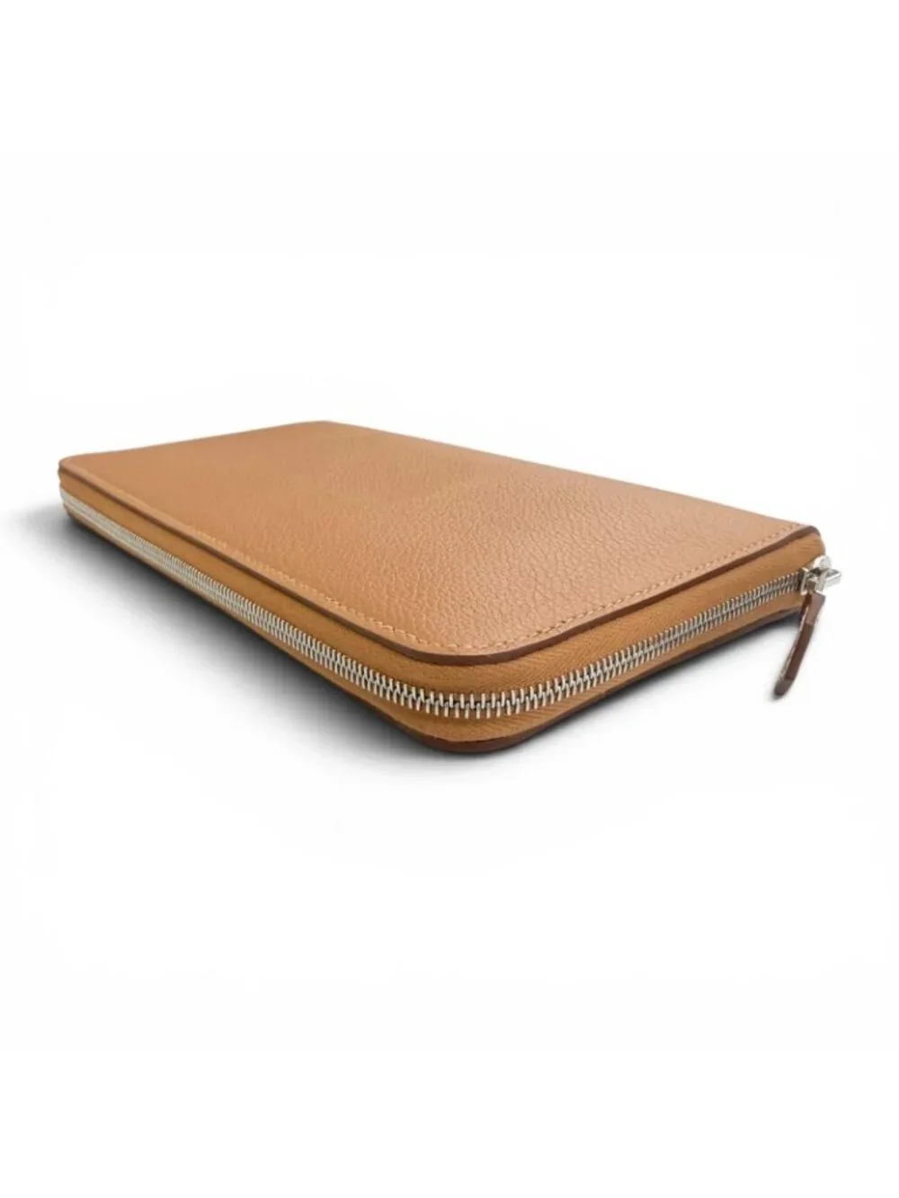 Hermes Azap Long Silk'in Evercolor Gold Silver Zip Around Wallet